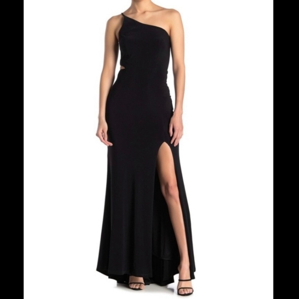 Jump Apparel One-Shoulder Side Cutout Gown